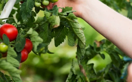 woman harvesting tomatoes garden 79405 6899