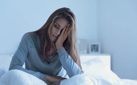 depressed,woman,awake,in,the,night,,she,is,touching,her