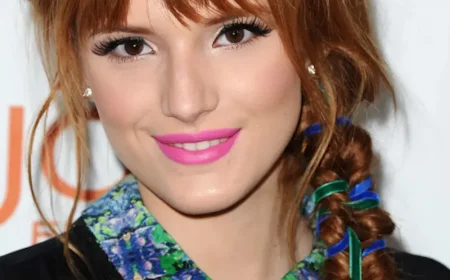 sweeping bangs flechtfrisur kupferblondes langes haar