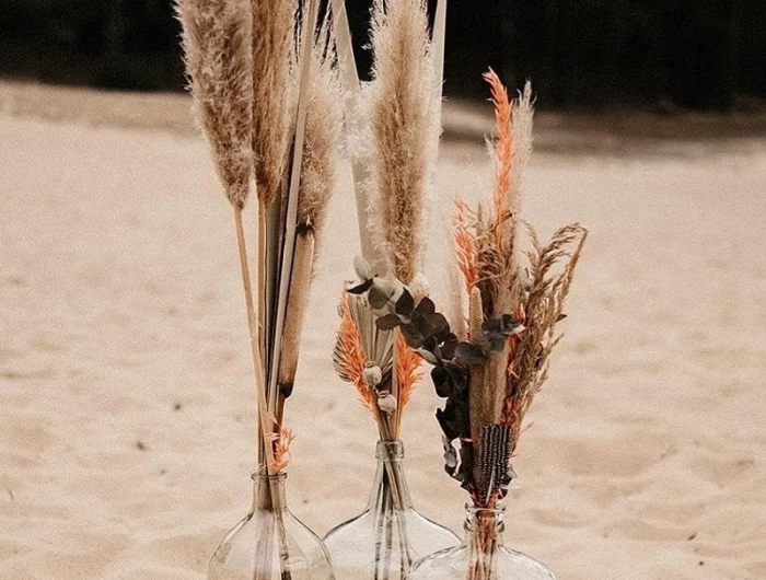 pampasgras deko hochzeit am strand