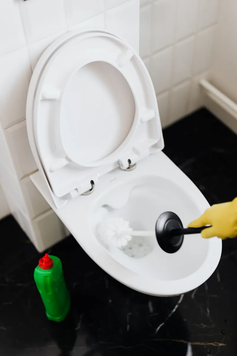 toilettenrand reinigen mit toilettenbürste und hausmitteln
