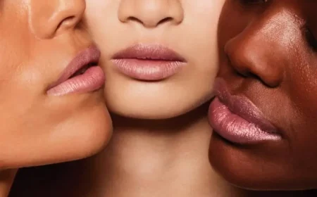 welche farbe macht die lippen groesser drei frauen mit unterschiedlichen hautfarben tragen rosa frosted lips lippenstift