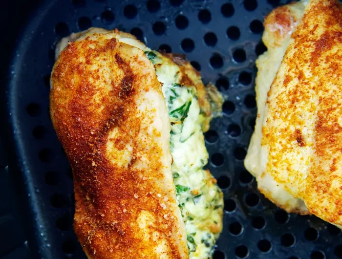 hähnchenbrust gefüllt mit frischkäse aus der heißluftfritteuse