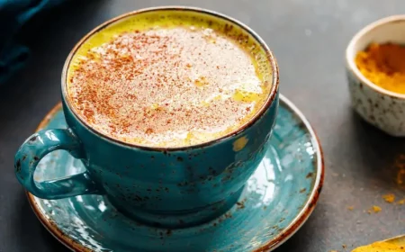 kurkuma latte rezept laktosefrei blaue tasse mit kurkuma latte