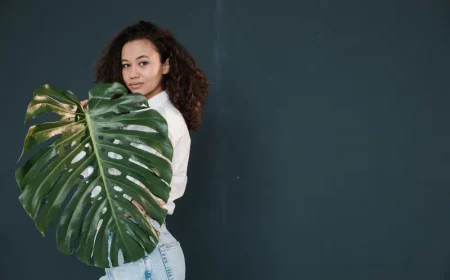 monstera braune flecken krankheiten frau mit monstera blatt