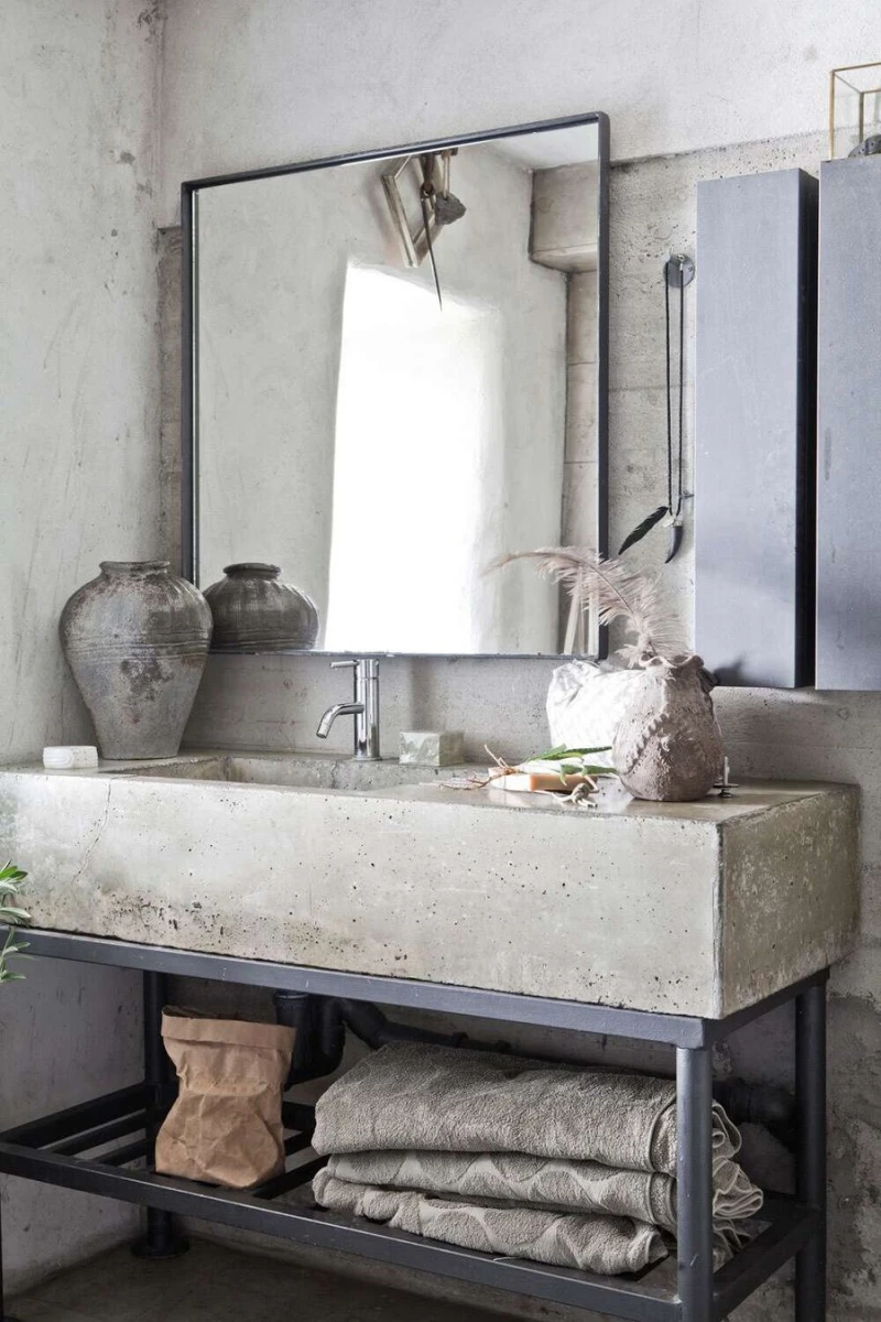 waschtisch industrial aus beton gray bath towels via skona hem