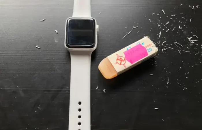 wie bekommt man das armband der apple watch sauber weißes silikon armband apple watch mit radiergummi reinigen