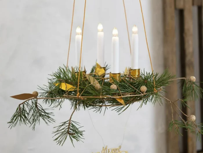 adventskranz modern metall haengende deko zu weihanchten weihnachtsdeko