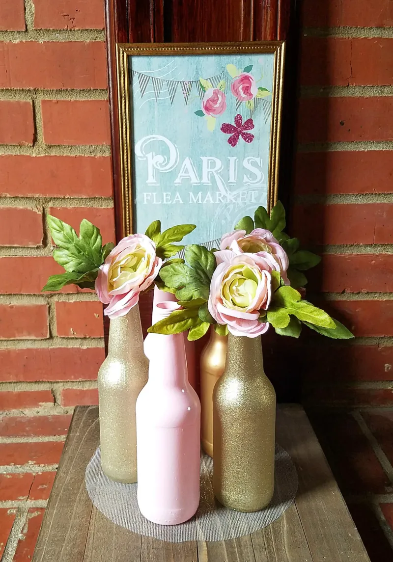 deko ideen mit leeren flaschen bemalen vasen selber machen