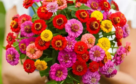 farbenfroher blumenstrauß aus zinnein sommerstrauß