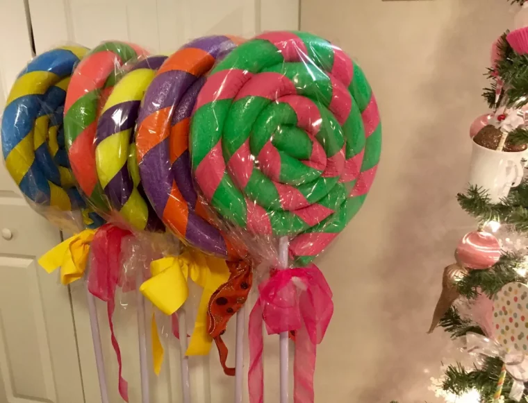 lollipops selbstgemachte weihnachtsdeko aus poolnudeln