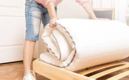 rollmatratze richtig entfalten frau rollt eine rollmatratze aus