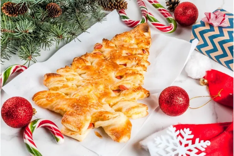 ideen zum backen weihnachten weihnachtsbaum aus blaetterteig mit nutella selber machen