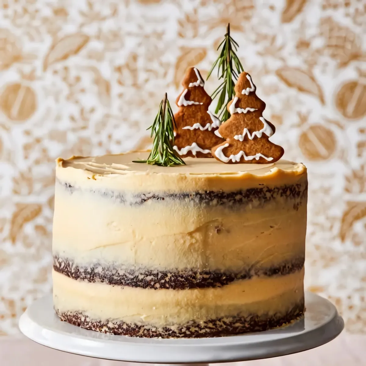 vintage weihnachtsdesserts torte christbäumchen lebkuchen echte zweige