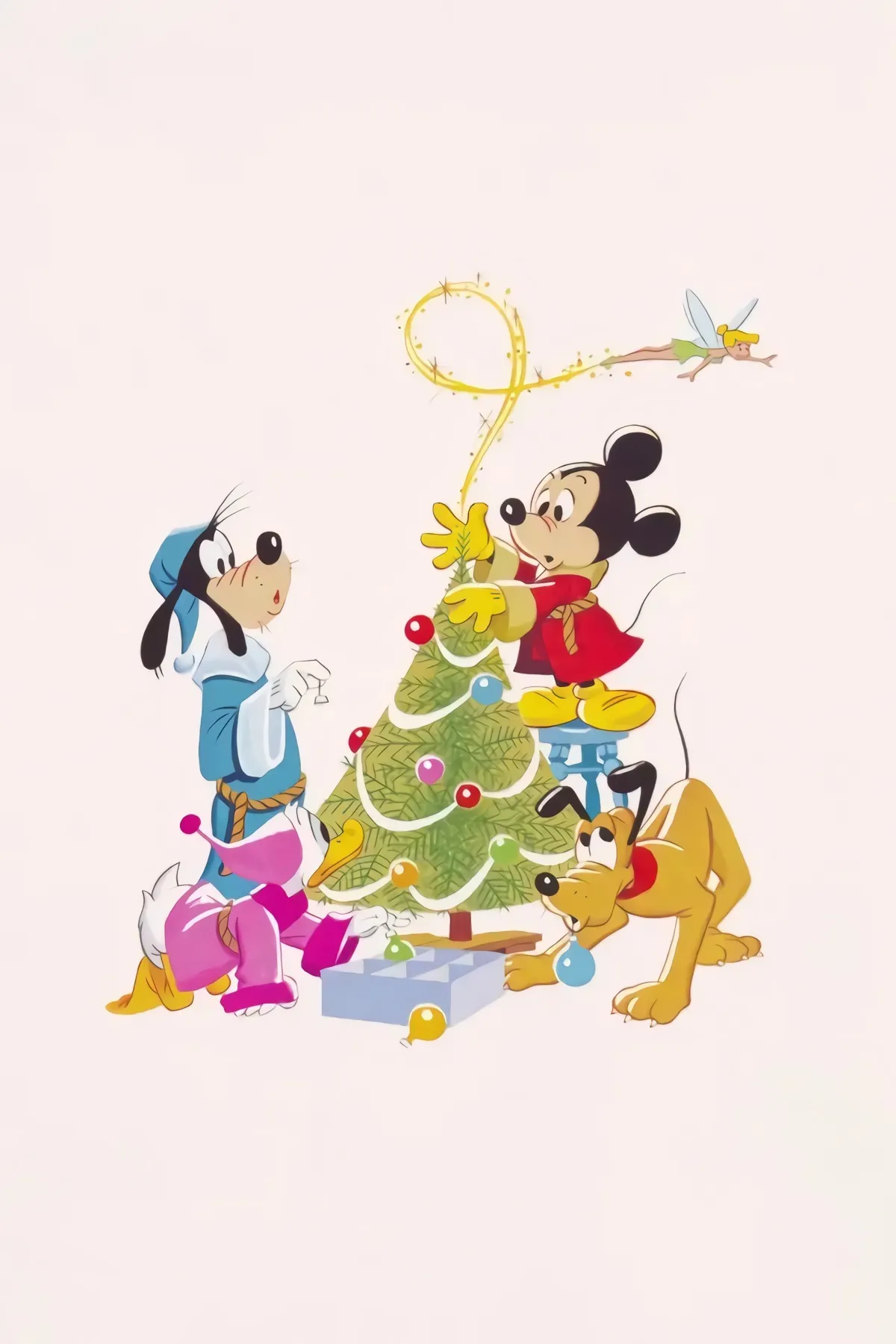 weihnachtskarte fuer kinder mit mickey mouse goofy und pluto