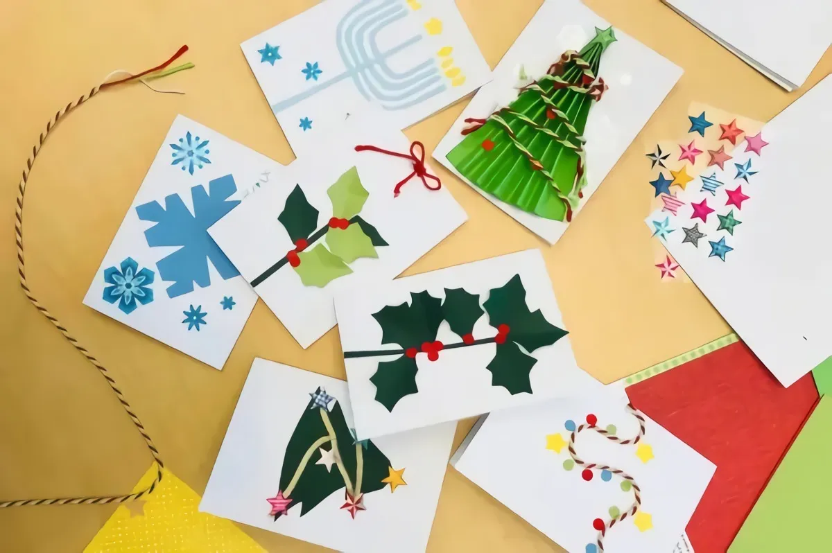 weihnachtskarten basteln mit kindern ideen handgemacht