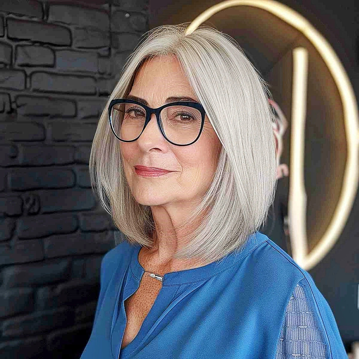 flotte frisuren fuer frauen ab 70 mittellanges haarbrille