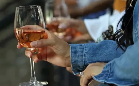 frau hält glas wein denim jacke lange ärmel