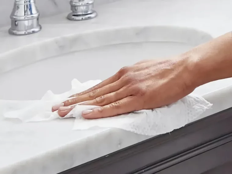 seifenreste entfernen waschbecken abwischen mit papiertuch