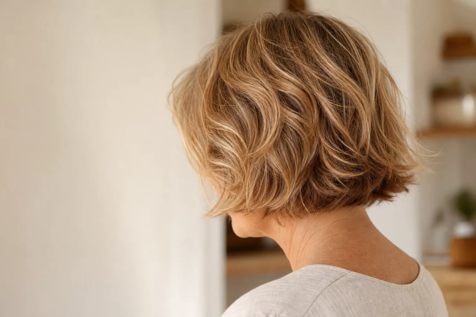 Wavy Bob mit weicher Bewegung, alltagstauglich für feines Haar