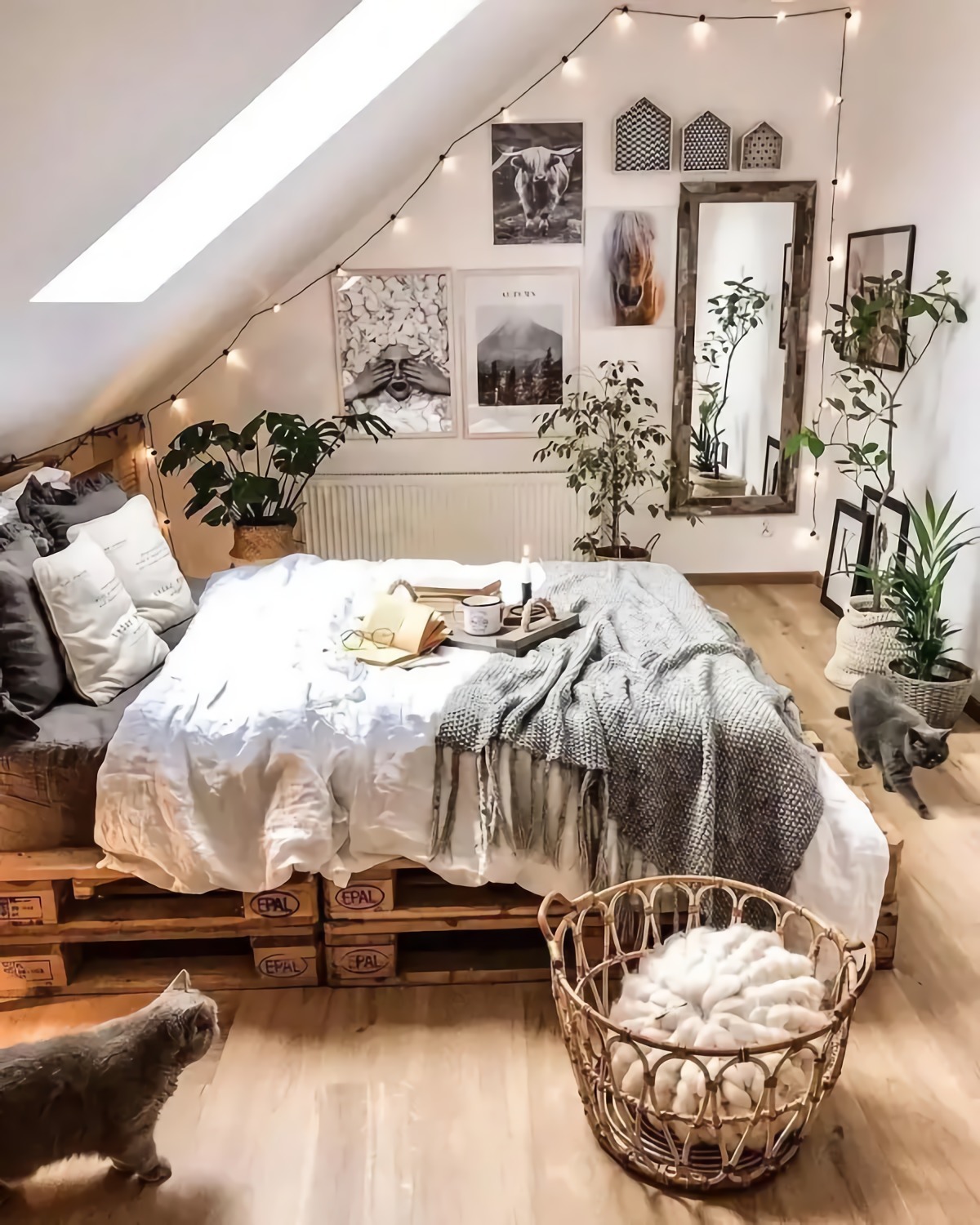 welche gardinen lassen den raum grosser wirken kleines schlafzimmer effektiv einrichten schlaftimmer mit dachsraege bilder an der wand graue katze