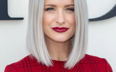 gray lob frisur langer bob graue haare schulterlang