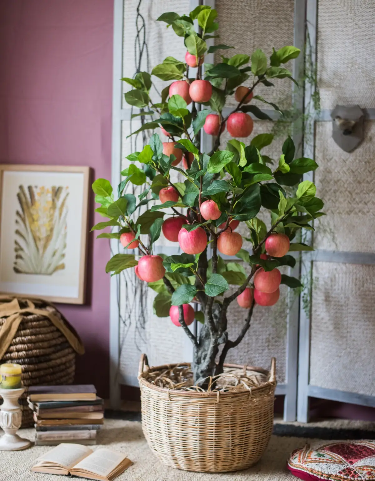 kann ein apfelbaum im topf ueberwintern apfelbaum im wohnzimmer roter apfel baum in korb im haus dekorativ