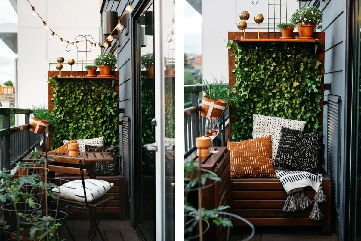 was darf auf keiner terrasse fehlen enge terrasse mit sitzplatz holz mit kissen balkon aufmacher