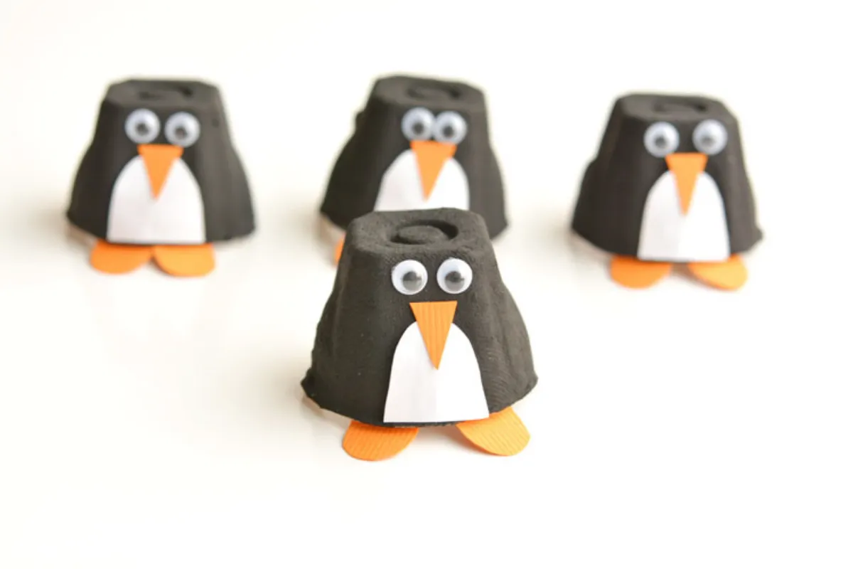 eierkarton pinguine selber machen bastelideen für kinder