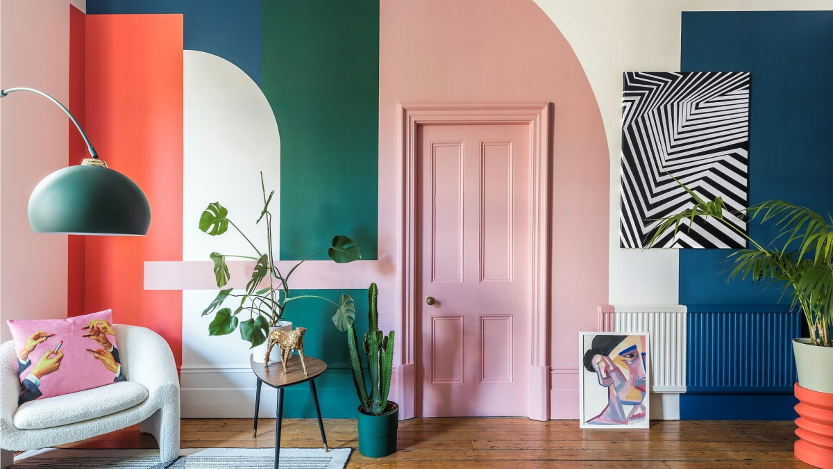 ein farbiges und buntes wohnzimmer und psychologie der wandfarben