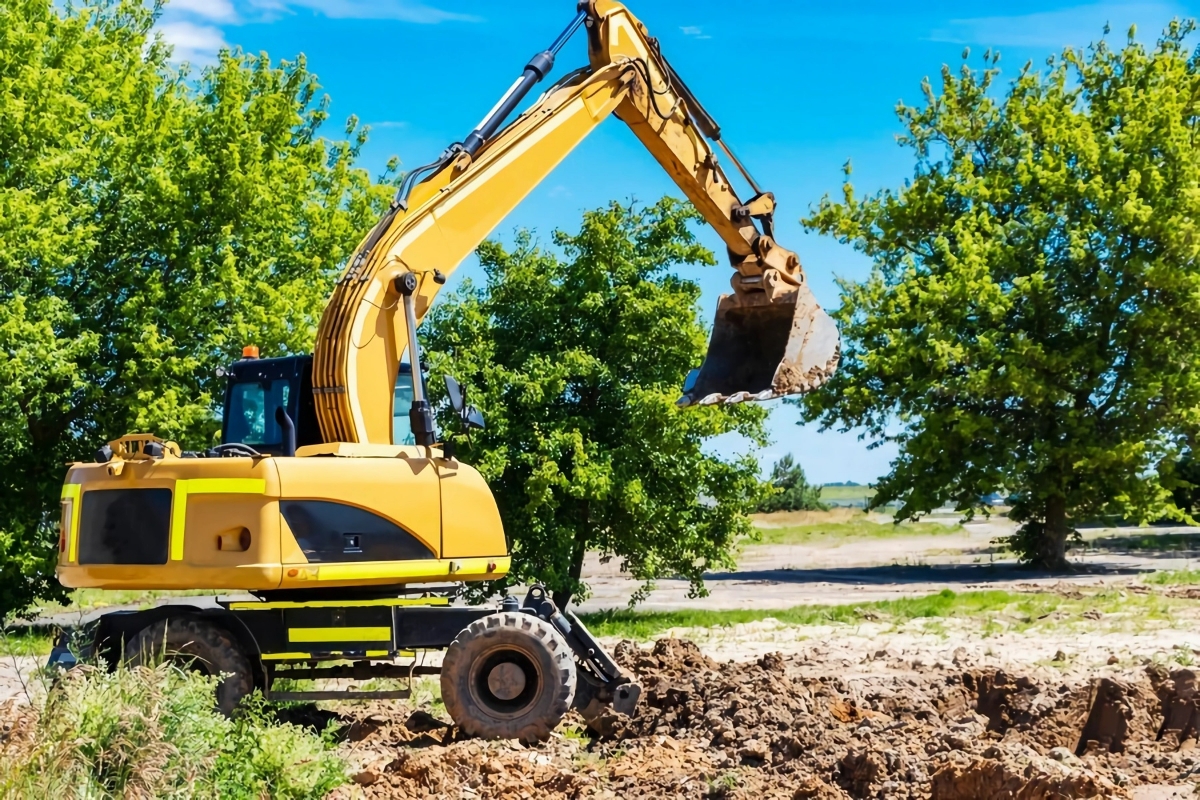 hecke ausgraben bagger heckenpflanzen wegmachen