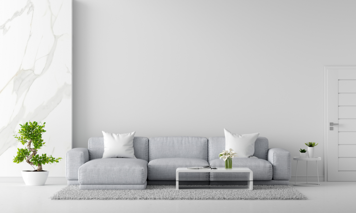 wohnzimmer einrichten und dekorieren graues sofa