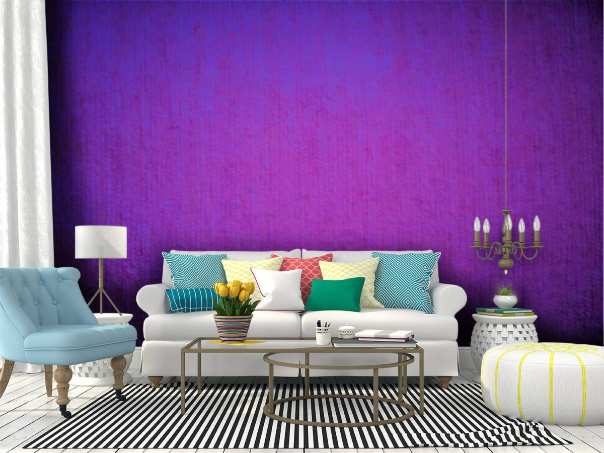 wohnzimmer in lila lavandel wandfarbe und farbpsychologie