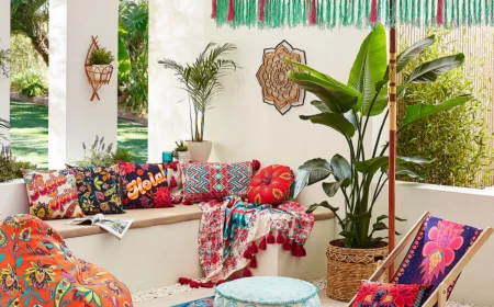 garten in boho stil einrichten und mit boho teppich dekorieren