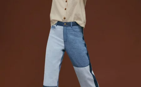 denim trends 2023 fruehling wide leg jeans aus unterschiedlichen farben patchwork