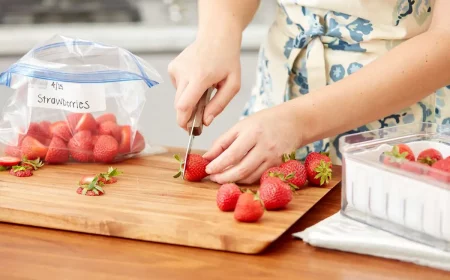 erdbeeren richtig aufbewahren erdbeeren schneiden und in tuete legen