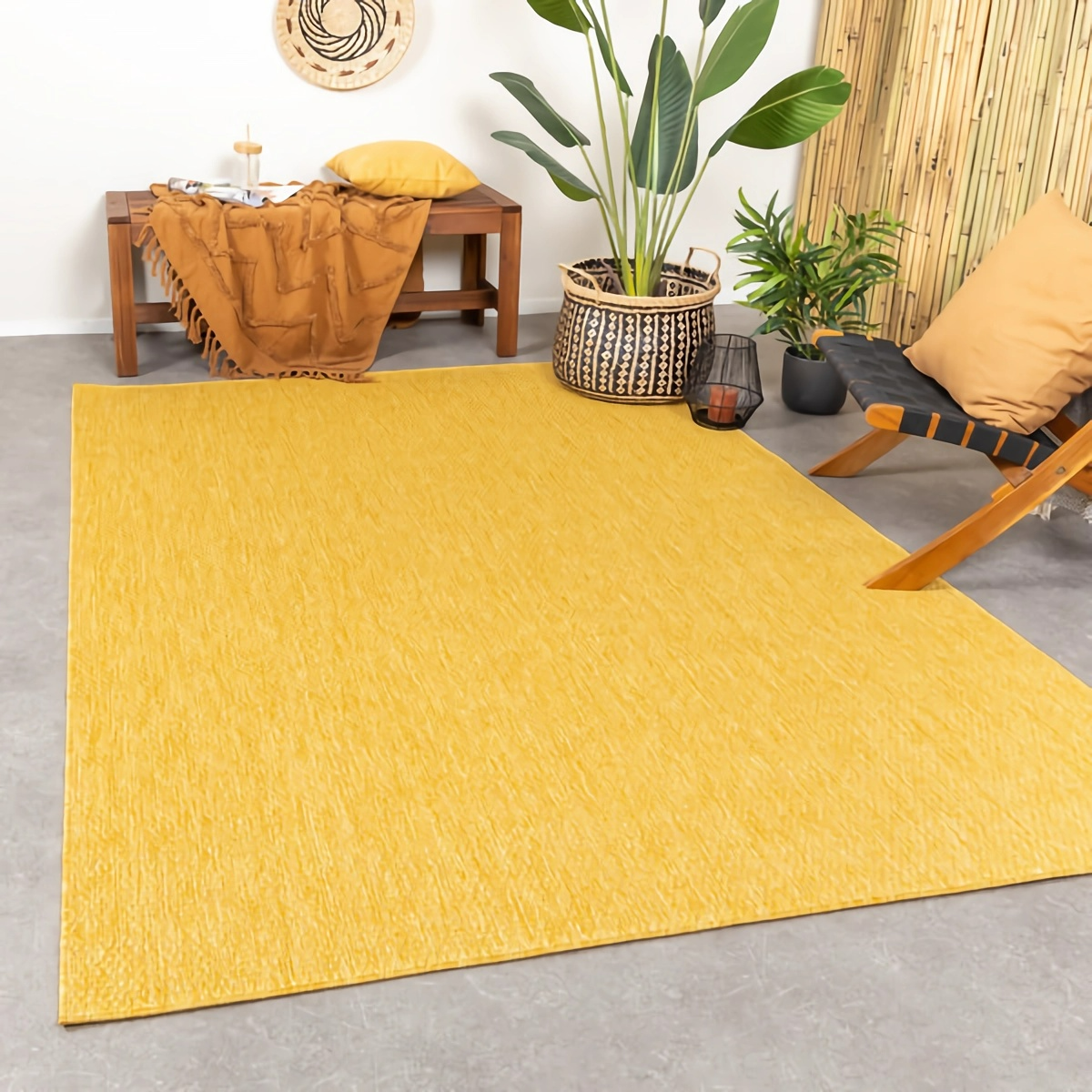 garten teppich in gelb aus synthetischen fasern
