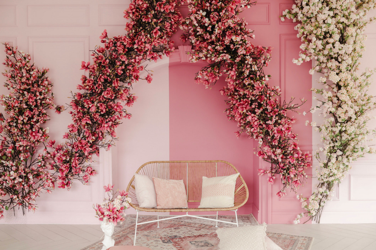 rosa garten und die farben die den gartenraum vergroessern
