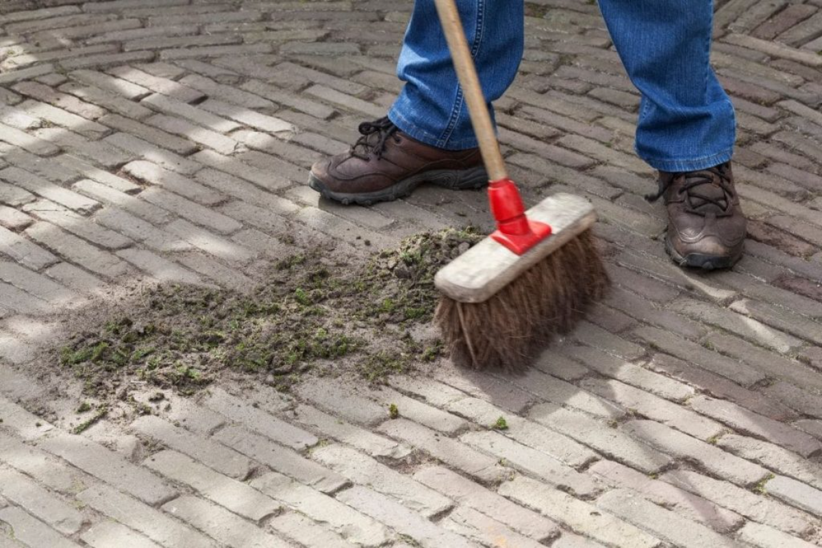 schutz vor unkraut regelmaessig fegen und putzen