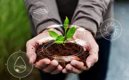 ph wert gartenboden kleine pflanze mit erde in haenden