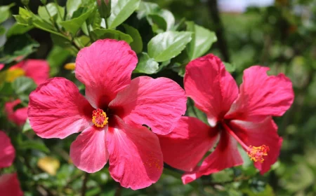 riesen hibiskus vermehren tropische pflanze mit rotrosa blueren