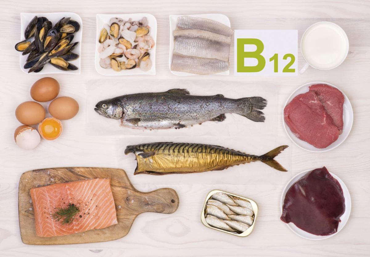 viele lebensmittel, die reich an vitamin b12 sind