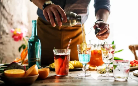 was trinkt man im sommer 2023 barista fuellt glaeser mit cocktails