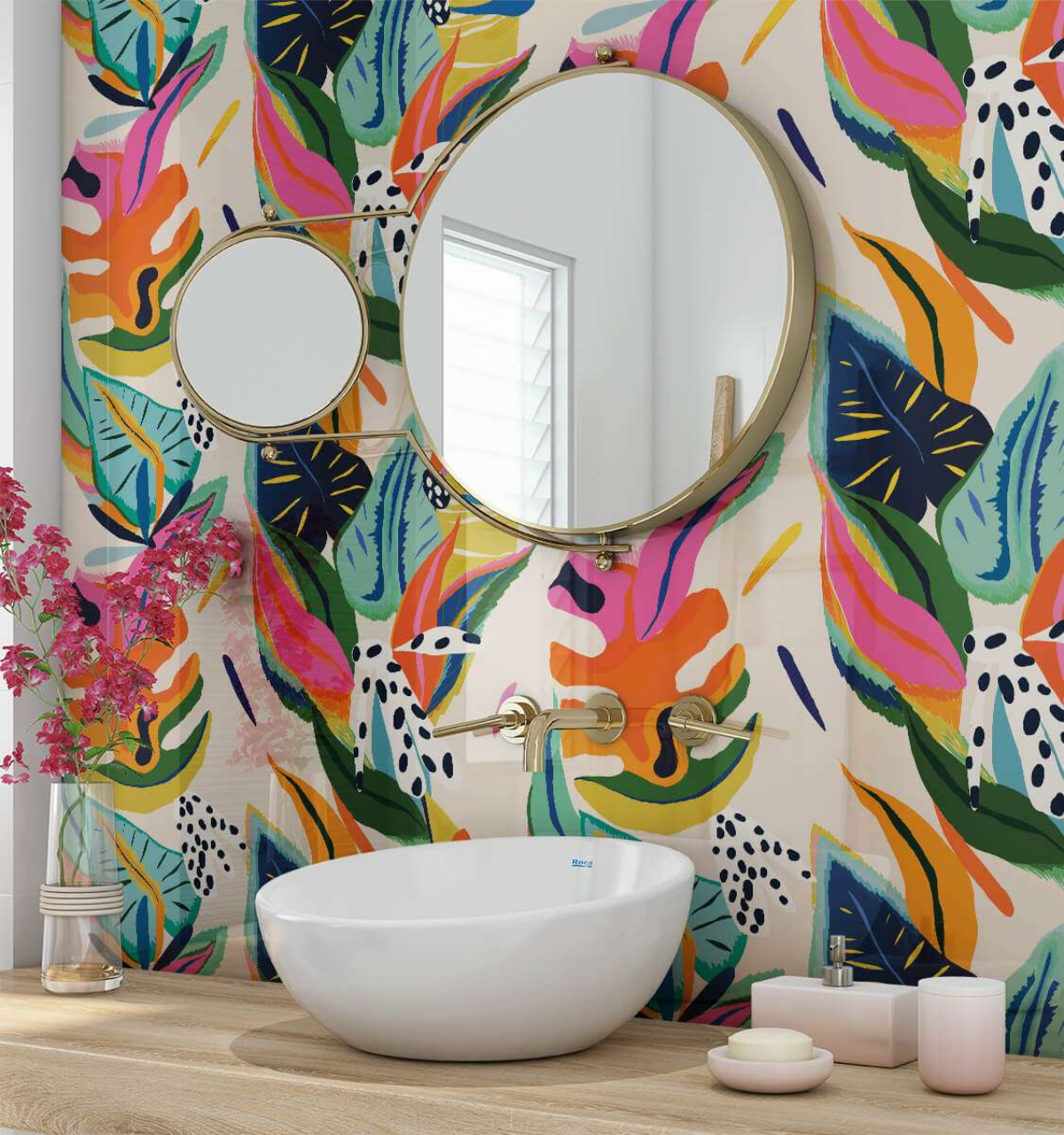 kreative und mehrfarbige ideen fuer wandgestaltung im badezimmer