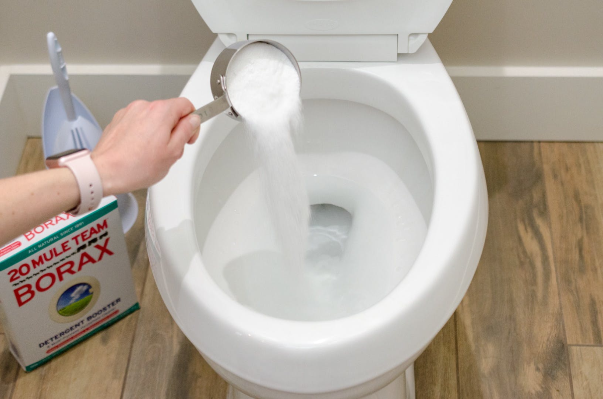 entfernen von urinstein in der toilette mit borax