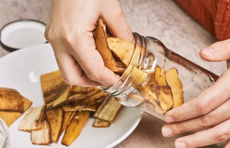 alte bananen nicht wegwerfen dünger aus bananenschalen selbst herstellen in einmachglas aufbewahren