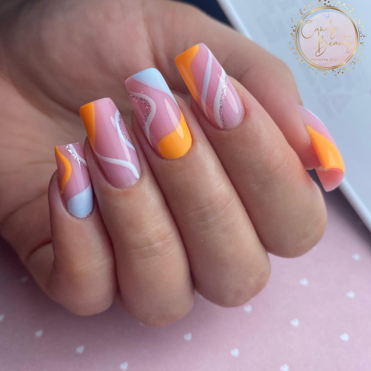 candybeauty kz bunte naegel sommer swirl nails