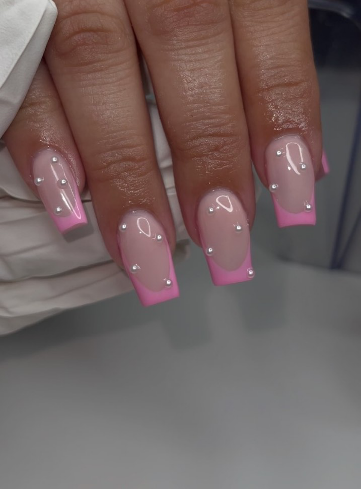 clawed by anahi barbiecore pearl french nails