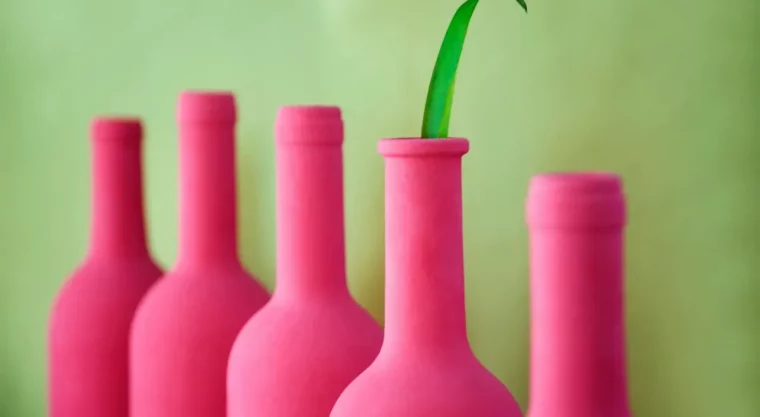 flaschen mit pink acrylfarbe bemalen diy vasen