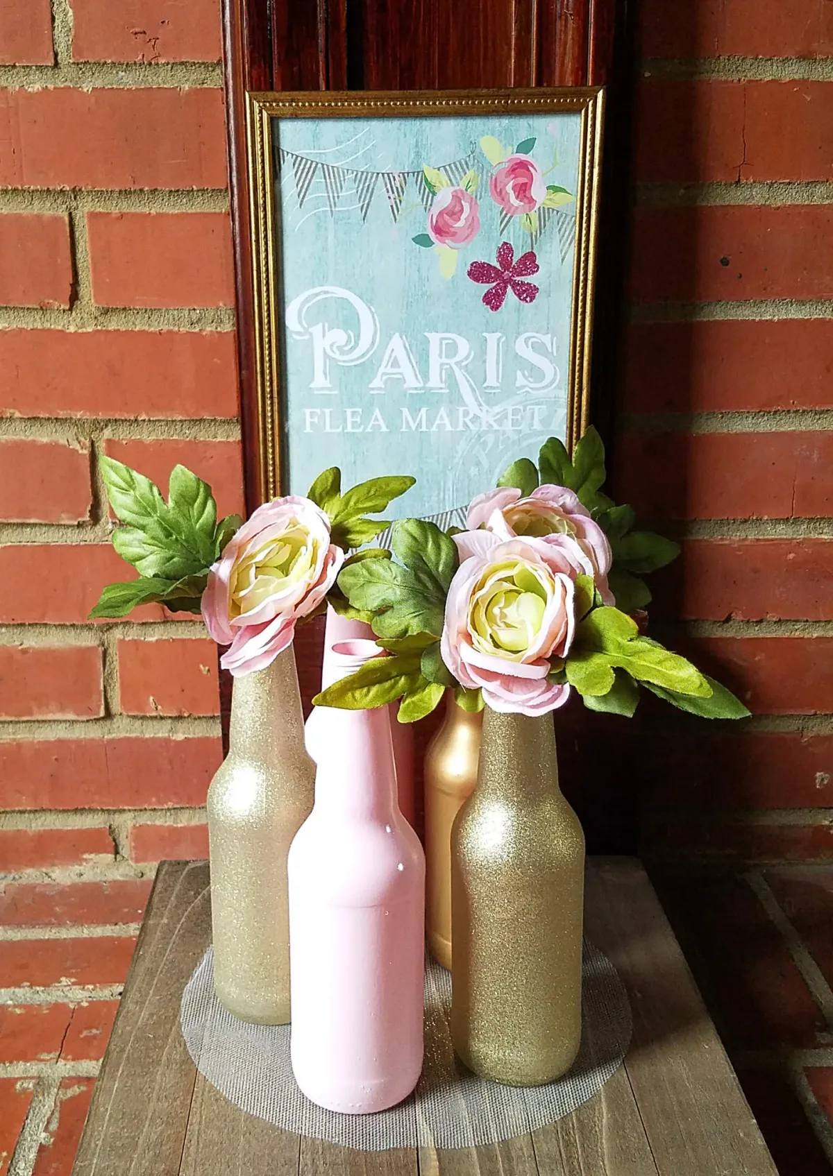 vasen selber machen flaschen mit glitzer und acrylfarbe bwmalen